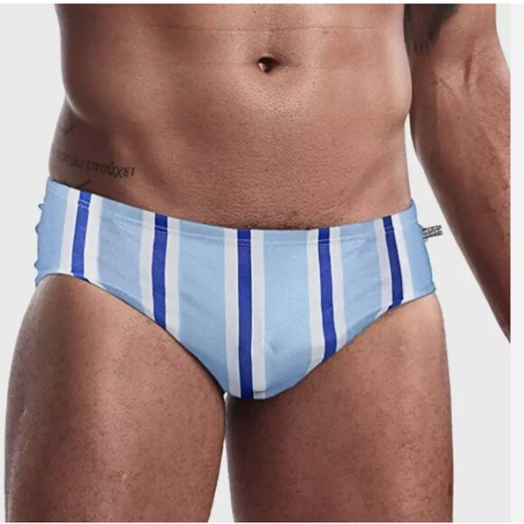 AIMPACT Mens Stripe Swim Briefs Bikini Swimsuit Bathing Suit Multi Size S 00038 - Picture 1 of 2